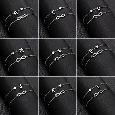 £1.98 • Buy Fashion Multi Layer Infinity Love Heart Initial Letter Chain Anklet Bracelet Hot