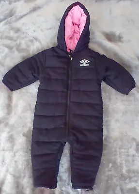 Baby  Girls Fully Lined  Snowsuit By Umbro- Age 6 - 12 Months • £4.99