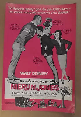 Misadventures Merlin Jones Movie Promo Display Poster Annette Tommy Kirk Disney • $14.99