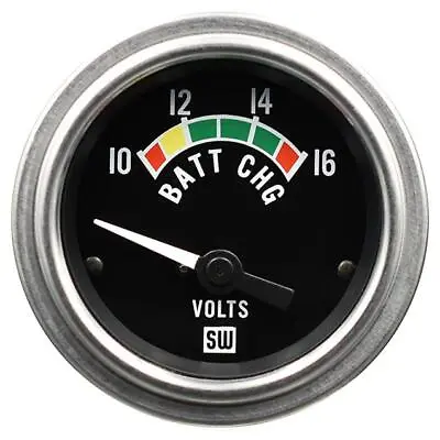 Stewart Warner Deluxe Electrical Voltmeter Gauge 2 1/16 Dia Black Face 82309 • $62.99