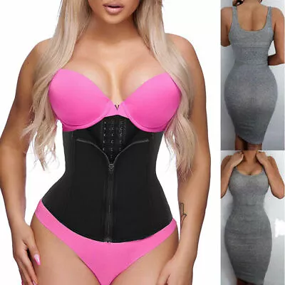 Women Neoprene Waist Trainer Body Shaper Underbust Zipper Slimming Cincher Belts • £6.79