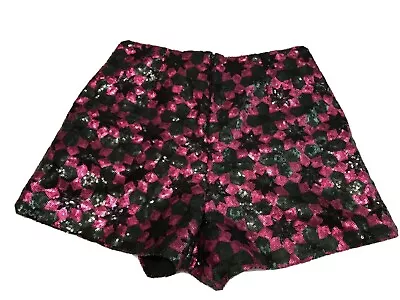 ASOS Sequin Shorts Womens Size 4 (28x2.5) Black & Hot Pink Lined (Sho3.22.4) • $17.50