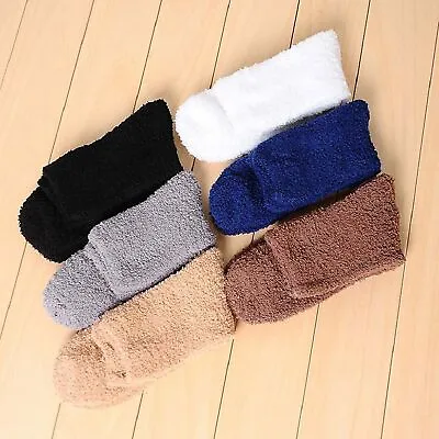 Men Soft Cozy Fuzzy Socks Plain Solid Winter Home Slipper&Boots Coral Fleece USA • $8.52