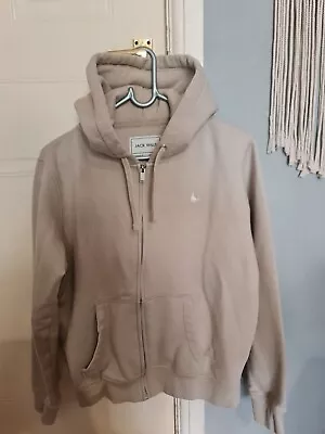 Jack Wills Beige Unisex Hoodie Top Zip Up Size 14UK Preowned Slightly Marks • £6.61