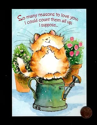 HTF Birthday Cat Flowers Watering Can Margaret Sherry Greeting Card W/ TRACKING • £4.77