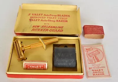 Vintage Gold Valet Auto Strop Safety Razor With Runner Guard Mint Unused! • $50