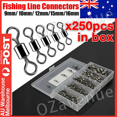 $12.99 • Buy 250PCS/Box Fishing Ball Bearing Swivels Solid Ring Hooks Connectors Tackle Tools