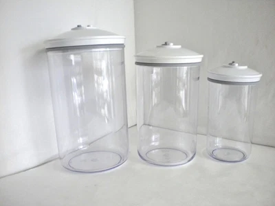 $39.99 • Buy Lot Of 3 New Tall FoodSaver Vacuum Canisters Clear With Lids - 3 Qt, 2 Qt, 1 Qt
