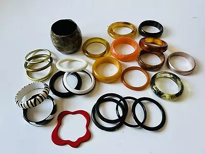 Mixed Lot 20 Plus Vintage Bangles Bracelets Chunky Plastic Lucite Red Bohemian • $22.50