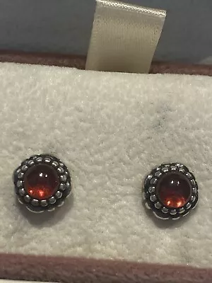 Pandora Sterling Silver Carnelian Stud Earrings - • $29.99