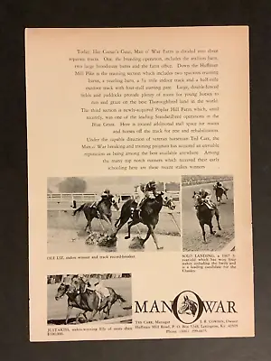 MAN O’ WAR FARM 1960’s Stud Ad  Horse Racing • $4.99