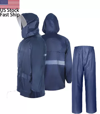 Rain Suit For Men Women Jackets Pant Gear Reflective Waterproof Motorcycle Hivis • $18.99