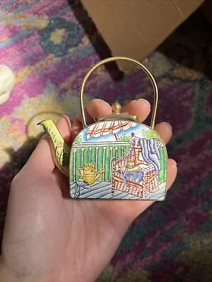 VTG Enameled Brass Miniature Teapot- • $14.99