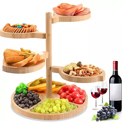 Bamboo Cheese Board Set Wooden Serving Platter Tray Gift Charcuterie Board Set • £20.90