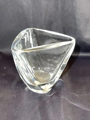 $10.99 • Buy Vintage Val St Lambert Crystal Triangular Toothpick Holder Vase Art Glass Signed