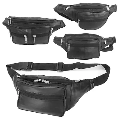 £6.99 • Buy Bum Bag Real Leather Fanny Pack Travel Festival Money Pouch Waist Belt Wallet