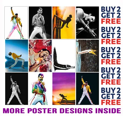 Freddie Mercury Queen Poster Art Prints A4 A3 Size Buy 2 Get Any 2 Free • £8.97