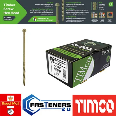 TIMco INDEX HEX HEAD SCREWS SLEEPER LANDSCAPE FIXING DECKING TIMBER FIX • £4.53