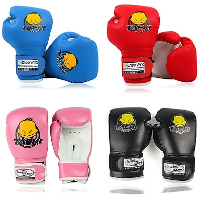 Boxing Gloves 4oz PU Kids Children Cartoon MMA Sparring Training Gloves 5-10 Age • $14.98