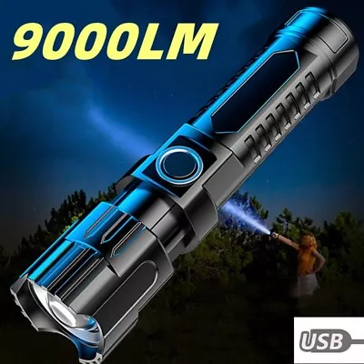 9000LM Tactical Flashlight Rechargeable Torch Outdoor Camping Emergency Lights • $9.99