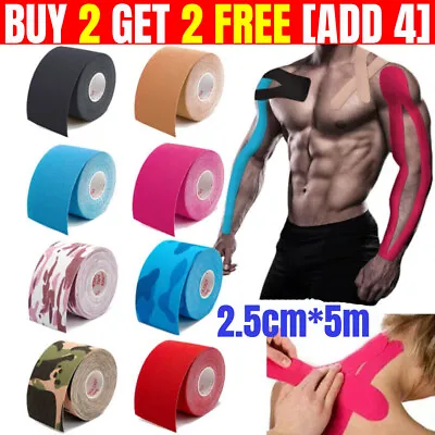 Kinesiology Tape KT Muscle Strain Injury Support Physio Sports Elastic 2.5cm X5m • £4.74