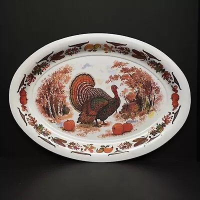 $29.95 • Buy Thanksgiving Turkey Platter Holiday Fall Pumpkins Melamine Plastic 21  USA Made