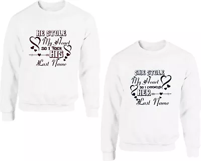 Valentines Day Couple Matching Jumper He/She Stole My Heart Unisex Sweatshirt • $24.89