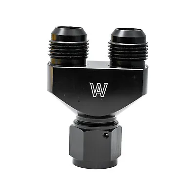 Y Block Adapter Fitting 10 AN Female To Parallel Exit Dual 10 AN Male Black • $30.99