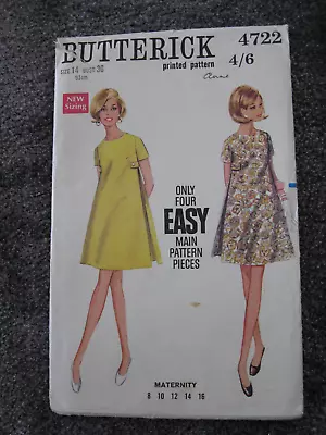 Vintage Sewing Pattern Butterick No 4722 1960s 1970s Dress Blouse Top Maternity • £6.99