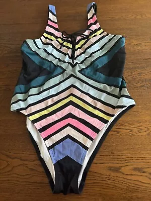 Victoria’s Secret PINK One Piece Striped Swimsuit Large • $13