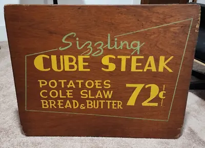 Original Vintage 1958 Pixley And Ehlers Restaurant Chicago Menu Sign CUBE STEAK • $199.99