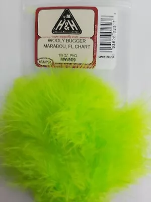 Lot Of 1/8oz   MARABOU    4 Long  Color: FL. CHARTREUS   WOOLY BUGGER Feathers  • $2.91