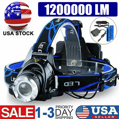 1200000LM LED Headlamp USB Rechargeable Headlight Head Torch Lamp Flashlight • $10.89