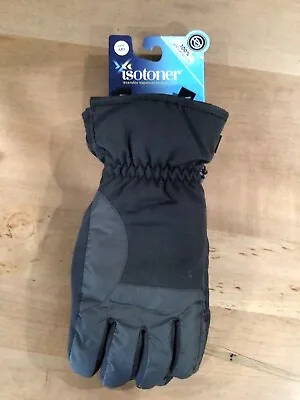 Isotoner WATERPROOF Winter Gloves Men’s Size Medium Charcoal Fleece Lined NEW • $9.99