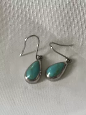 Vintage Sterling Silver 925 Turquoise Mexico ATI Dangle Earrings • $26.99