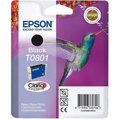 £13.79 • Buy Epson T0801 Hummingbird Black Ink Cartridge (C13T08014010) R265 R285 R360 RX560