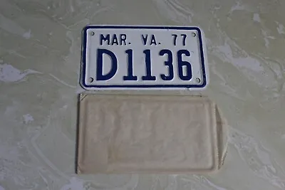 $30 • Buy Unused Mar. Va. 1977 Motorcycle License Plate D1136