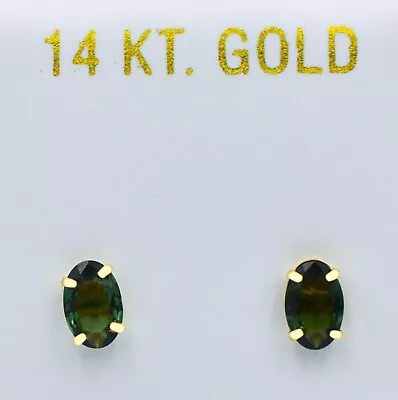 GENUINE  1.84 Cts TSAVORITE STUD EARRINGS 14K GOLD - Free Appraisal Service • £0.80