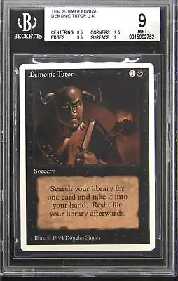 1994 Summer Magic Demonic Tutor Uncommon Magic: The Gathering Card BGS 9 • $3500