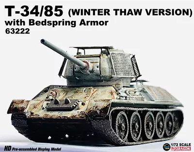 Dragon 1/72 Soviet T-34/85 Tank Wire Bed Armor Winter Painted Version Model • $73.79