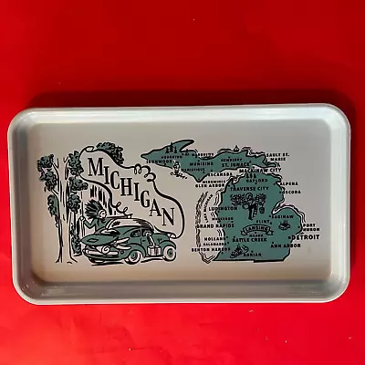 Retro MICHIGAN Tray - USA Made CAMTRAY Cambro PENINSULAS - Tourist MAP Vacation • $38