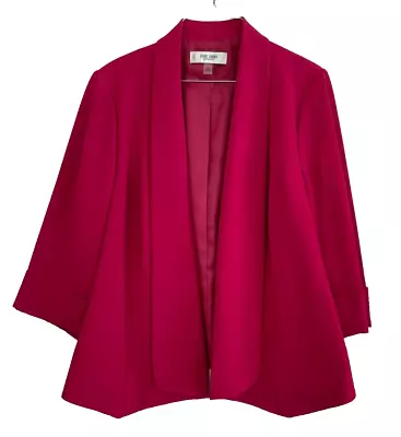 Jones Studio Separates Magenta Jacket W/front Lapel & 3/4 Cuffed Sleeve- 14w • $25.99