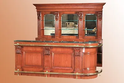 8.5 Ft. Oak Wood Cocktail Bar With Marble Top - Home Bars - Bar 246REV • $9970