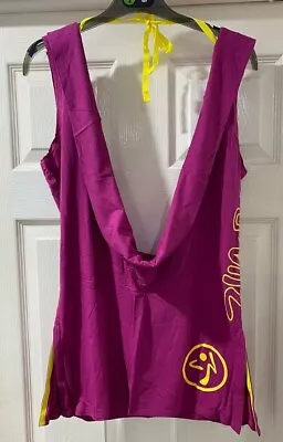 Zumba Unusual Scoop Neck & Back Vest Purple Top Dance Size. Small 10-12 New • £6.99