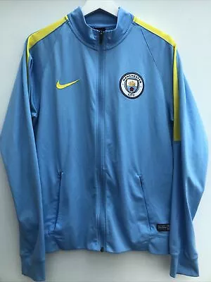 MANCHESTER CITY Football Track Jacket Nike Blue Yellow Full Zip Mens Medium M • £19.95
