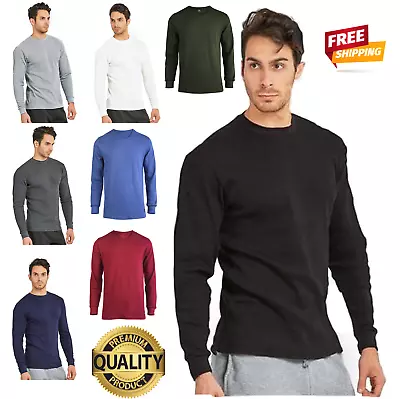 Thermal Shirt COTTON Warm Medium Weight Long Sleeve Crew Neck Waffle Men's • $23.65