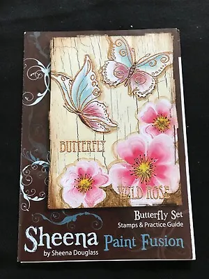 £3.50 • Buy Sheena Douglass Paint Fusion Unmounted Rubber Stamp Set - Butterfly Flowers