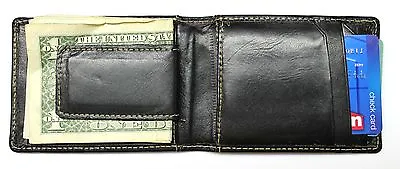 Front Pocket Wallet With Magnetic Money Clip - Black Leather • $19.99