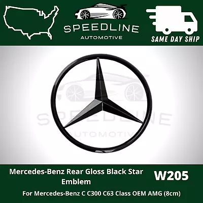 Mercedes W205 Gloss Black Star C Class Trunk Emblem For Rear Lid Logo Badge AMG • $22.99