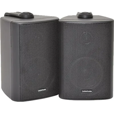 Pair 3  2 Way Compact Stereo HiFi Speakers 60W 8Ohm Black Mini Wall Mounted ABS • £46.49